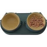 Mercan Petshop Şekilli Kedi Köpek Çift Tabaklı Kedi Köpek Mama Su Kabı - Sarı - Yeşil