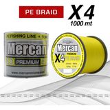 Mercan Premium X4 Pe Örgü Sarı Ip 1000 M Bobin Misina - 0,10 mm - 1000 m