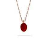 Mercan Taşlı Rose Gümüş Kolye 7305