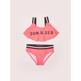Mercan Volanlı Kız Çocuk Bikini Takım DB200790BT - 5 - 6 Yaş - Pembe