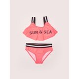 Mercan Volanlı Kız Çocuk Bikini Takım DB200790BT - 8 - 9 Yaş - Pembe