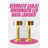 Mercansa Altın Rengi Masa ve Gece Lambası Dokunmatik Şarjlı Masa Lambası