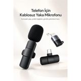 Mercansa Kablosuz Yaka Mikrofonu Usb-C ve Lightning Uyumlu Tak Çalıştır Telefon Kayıt Mikrofonu