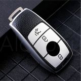 Mercedes A B C E S G Serisi Cla Cle Gls Gla Glb Glc Amg Deri Görünüm Tpu Anahtar Kılıfı Gümüş