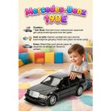 Mercedes-Benz 190E! Işıklı Sesli Metal 1:36 Çek-Bırak Mekanizmalı Kapıları Açılabilir Oyuncak Araba SİYAH