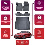 Mercedes C Serisi 2015 Model Rampalı Kulaklı Bagaj Havuzu Araca Özel Extra Havuzlu Paspas Takımı - Siyah