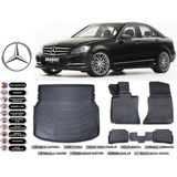 Mercedes C Serisi W204 2013 Model Rampalı Bagaj Havuzu Araca Özel Siyah Extra Havuzlu Paspas Takımı