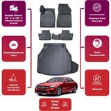 Mercedes C Serisi W205 2016 Model Plastik Bagaj Havuzu+4d Araca Özel Havuzlu Paspas Takımıı Proxy - Siyah