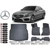 Mercedes C Serisi W205 2017 Model Rampalı Bagaj Havuzu Araca Özel Siyah Extra Havuzlu Paspas Takımı