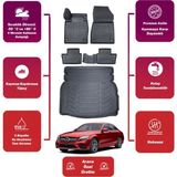 Mercedes C Serisi W205 2018 Model Rampalı Bagaj Havuzu+4d Araca Özel Havuzlu Paspas Takımıı Proxy - Siyah