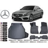 Mercedes C Serisi W205 2019 Model Plastik Bagaj Havuzu Araca Özel Siyah Havuzlu Paspas Takımı Sett