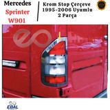 Mercedes Sprinter W901 Uyumlu Krom Stop Çerçeve 2 Parça 1995-2006 Arası Paslanmaz Çelik - Gümüş