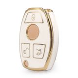 Mercedes Uyumlu Nano Anahtar Kılıfı Beyaz Gold Renk 01-16 Model Arası