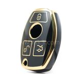 Mercedes Uyumlu Nano Anahtar Kılıfı Siyah Gold Renk 01-16 Model Arası
