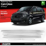 Mercedes Vito Uyumlu W447 Krom Cam Alt Çıtaları 8 Parça. (Tek Sürgülü Kapı-L2 Orta Şasi) 2014 Üzeri Parça