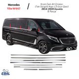 Mercedes Vito W447 Krom Cam Alt Çıtaları 8 Parça (Tek Sürgülü Kapı-L3) Uzun Şase 2014-2020 P.çelik