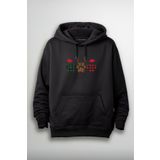 Merch&ice Geyik Patileri 3lü Yılbaşı Baskılı Unisex Hoodie Siyah S