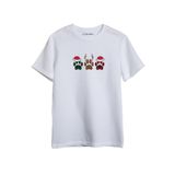 Merch&ice Geyik Patileri 3lü Yılbaşı Baskılı Unisex T-Shirt Beyaz XS