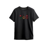 Merch&ice Geyik Patileri 3lü Yılbaşı Baskılı Unisex T-Shirt Siyah 2XL