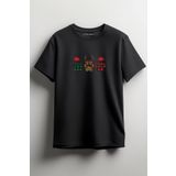 Merch&ice Geyik Patileri 3lü Yılbaşı Baskılı Unisex T-Shirt Siyah XS