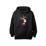 Merch&ice Ho Ho Ho Geyik Noel Baba Yılbaşı Baskılı Unisex Hoodie Siyah XL