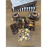 Merch&ice Kahve ve Kahve Çekirdekleri Bardak Altlığı Şömine Kokulu Ahşap 5'li Set