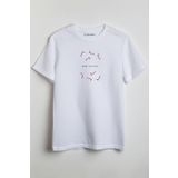 Merch&ice Merry Christmas Baston Şekerleri Yılbaşı Baskılı Unisex T-Shirt Beyaz S