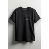 Merch&ice Merry Christmas Geyik Silüeti Yılbaşı Baskılı Unisex T-shirt Siyah XL