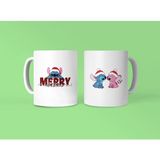 Merch&ice Merry Christmas Stitch ve Stitch-Angel (Stiç ve sevgilisi) 2’ li Yılbaşı Kupa Beyaz