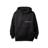 Merch&ice Merry Christmass Geyik Silüeti Yılbaşı Baskılı Unisex Hoodie Siyah 2XL