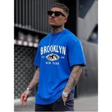 Mercoledi Brooklyn Baskılı Oversize Erkek T-Shirt Salaş Boyfirend - Saks