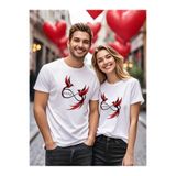 mercoledi Çift Kombini 1 adet Erkek Modeli Sevgililer Günü Baskılı Rahat Kalıp T-shirt