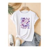 mercoledi Kadın Çiçek Baskılı Bisiklet Yaka Regular Kalıp Oversize T-shirt