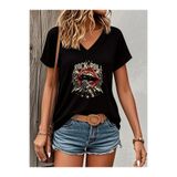 mercoledi RUCK&ROLL BASKILI KADIN OVERSİZE V YAKA T-SHIRT