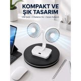 Mercora Tech 720° Döner Çift Taraflı Masaüstü Vantilatör – USB Şarjlı Sessiz Fan - Çok Renkli