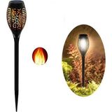 Mercora Tech Alev Efektli Solar Bahçe Lambası Su Geçirmez Sensörlü LED Dış Mekan Aydınlatma - Çok Renkli