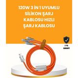 Mercora Tech Çoklu Cihaz Dostu 120 W Hızlı Şarj Kablosu – Tek Kablo ile Her Cihaz Elinizin Altında - Çok Renkli