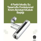 Mercora Tech Krom Musluk Başlığı | 4'ü 1 Arada Su Çıkışı | Kolay Montajlı - Çok Renkli
