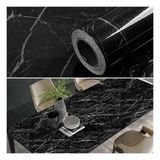 Mercora Tech Mermer Desenli Masa Tezgah Mutfak Su Geçirmez Yapışkanlı Folyo Sticker Siyah 5x0,6m