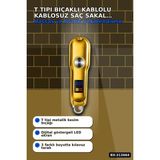 Mercora Tech T Tipi Bıçaklı Kablolu Kablosuz Saç Sakal Kesme Makinesi 1 2 3 mm Tarak LED Ekran Turbo BX-31366 - Çok Renkli