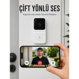 Mercora Tech Wi-Fi Beyaz Görüntülü Kapı Zili Hd Kamera, Gece Görüşü ve Çift Yönlü Konuşma Özellikl - Çok Renkli