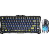 Mercury K1 Lite+M2 Kablosuz Rgb Işıklı Mekanik Q Gaming Klavye ve Optik Mouse Seti (Şeffaf Siyah)