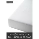 Mercury Micro Fitted Sıvı Geçirmez Yatak Koruyucu | Full Kenar Su Geçirmez Alez | Tek Kişilik Çift Kişilik - 100 x 200 cm - Beyaz