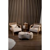 Merda Relax Çay Seti Koltuk Takımı Iki Berjer + Sandıklı Puf (Bench) + Yan Sehpa (Kitaplık) - Krem