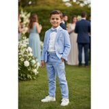 Merdia Kids Erkek Çocuk Flamlı Keten Takım Elbise (Ceket, Gömlek, Papyon ve Ipli Pantolon) Bebe Mavisi - Regular Fit - 2 Yaş