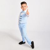 Merdia Kids Erkek Çocuk Smokin Takım Elbise Yelekli Papyonlu - Açık Mavi - 2 Yaş