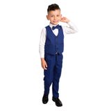 Merdia Kids Erkek Çocuk Takım Elbise 3 Düğmeli Yelekli Papyonlu Smokin Lacivert 4 YAŞ