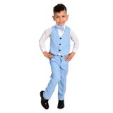 Merdia Kids Erkek Çocuk Takım Elbise 3 Düğmeli Yelekli Papyonlu Smokin Mavi 4 YAŞ