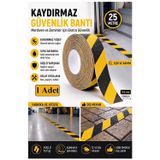 Merdiven Kaydırmaz Bant Sarı Siyah 25Mm 1 Adet Mas Güvenlik Uyarı Bandı 25 Metre 2.5 Cm Yapışkanlı Basamak Mermer Beton