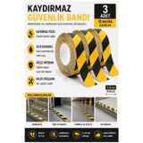 Merdiven Kaydırmaz Bant Sarı Siyah 25Mm 3 Adet Mas Güvenlik Uyarı Bandı 15 Metre 2.5 Cm Yapışkanlı Basamak Mermer Beton